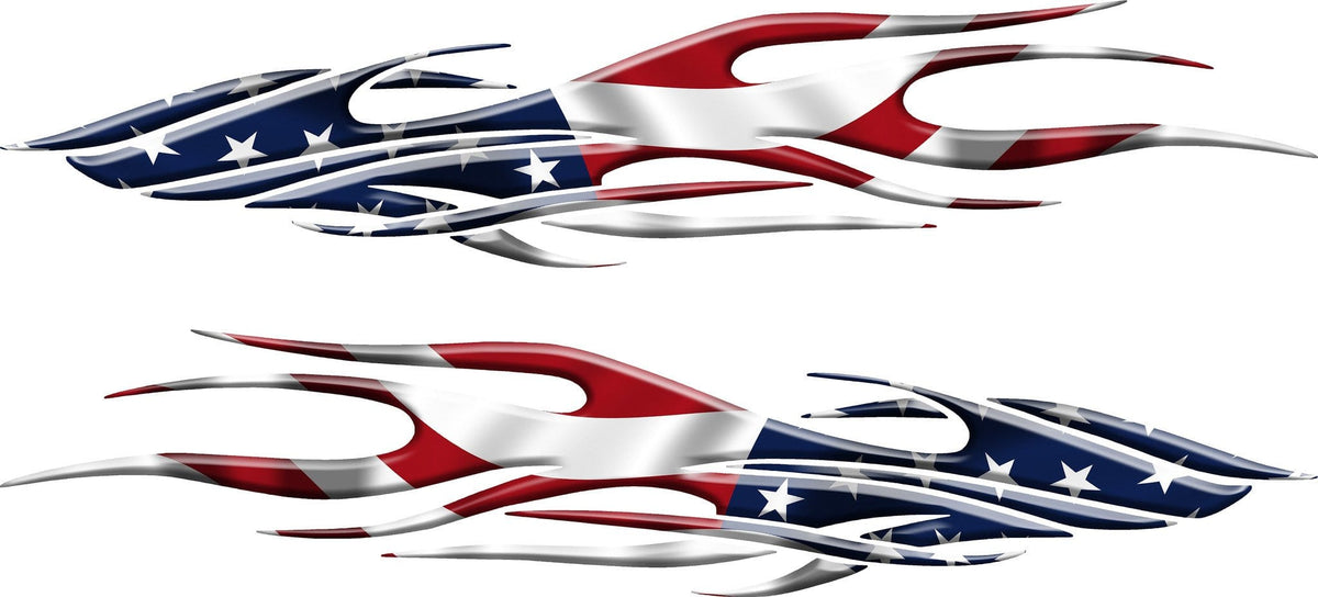american flag flames decals kit